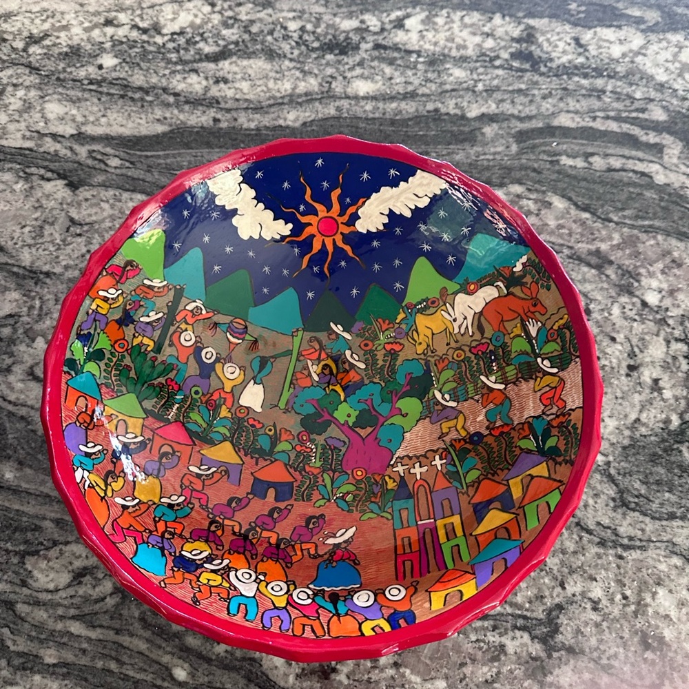 Colorful Hand-Painted Decorative Bowl